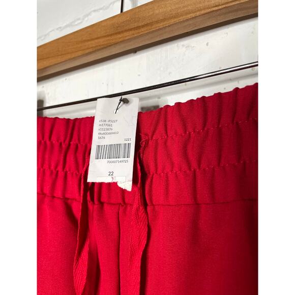 NEW Lane Bryant The Perfect Drape Wide Leg High Waist Pull On Red Pants Size 22 - Picture 3 of 6